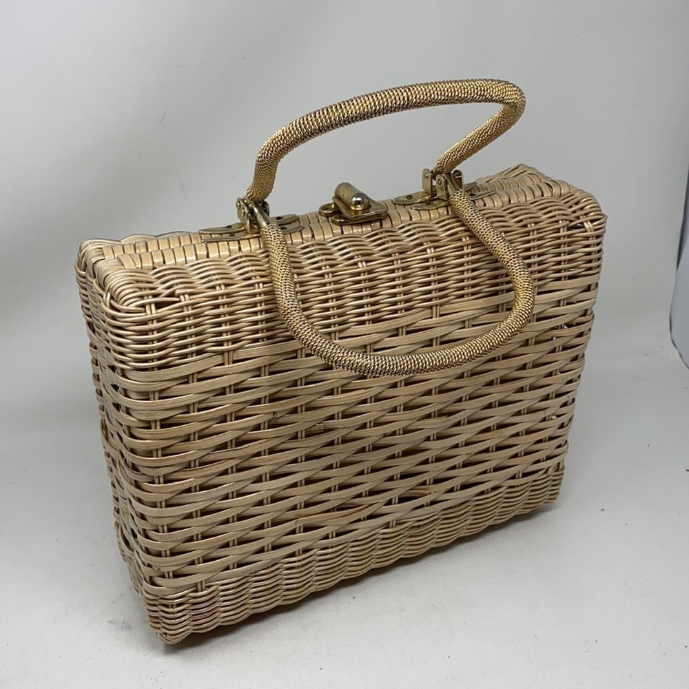 Vintage Structured Large Rectangle Woven Purse